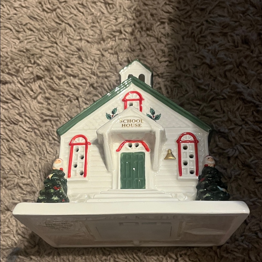 Spode Festive School House with Red and Green Accents